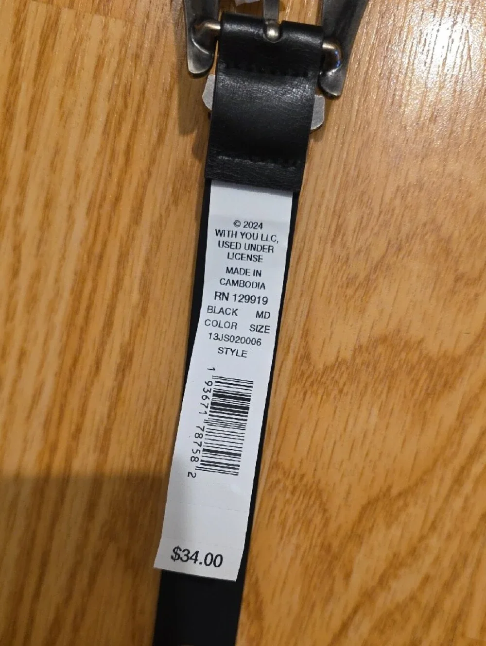 Jessica Simpson Black Leather Belt with Western Style Silver-Tone Buckle